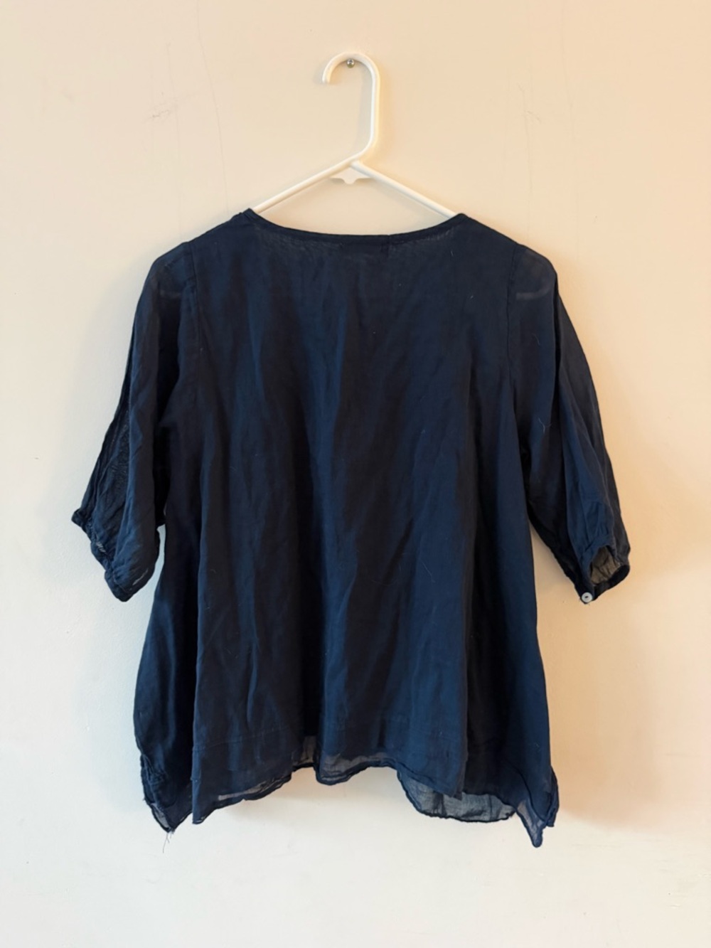Dolma Navy Women's Button-Front Blouse, medium - Picture 2 of 4